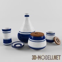 3d-модель Бело-синяя посуда
