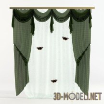 3d-модель Зеленые шторы и бабочки Адмирал
