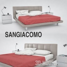 3d-модель Современная кровать Sangiacomo Sirio и тумбы