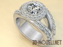 3d-модель Широкое кольцо с камнями