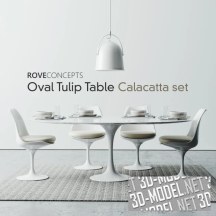 3d-модель Набор Calacatta Rove Concepts со столом Oval Tulip 78