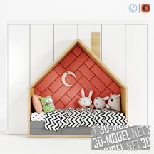 3d-модель Шкаф с кроваткой для детской комнаты
