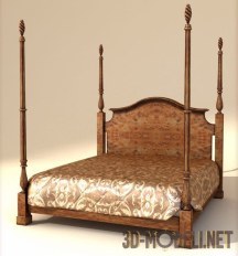 3d-модель Кровать со столбиками Queen bed от Theodore Alexander