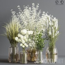 3d-модель Пять ваз с букетами из трав