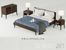 3d-модель Кровать Philipp Selva JUBILEE, с тумбами и лампами