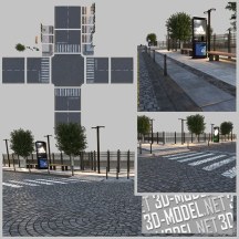 3d-модель Модульная дорога с тротуаром