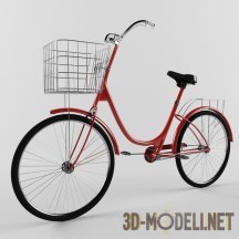 Красный велосипед с корзиной спереди
