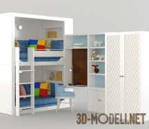 3d-модель Мебель для детской с двухъярусной кроватью