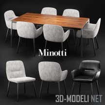 3d-модель Стул Flavin и стол Jorn от Minotti