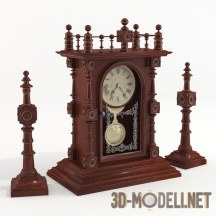 3d-модель Каминные часы из красного дерева