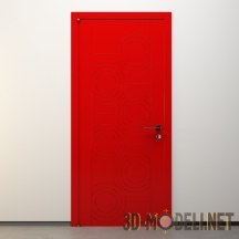 3d-модель Красная дверь с кругами в декоре