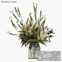 3d-модель Букет из веток и цветов в вазе