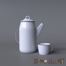 3d-модель Винтажный чайник и кружка