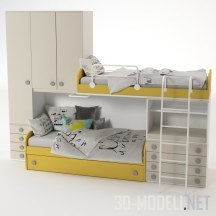 Двухъярусная кровать и шкафы в детскую