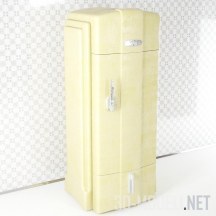 Желтый винтажный холодильник