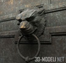 3d-модель Старинная дверная ручка в виде льва