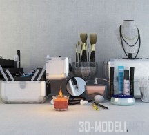 3d-модель Декор и косметика для туалетного столика