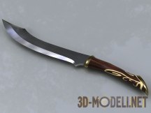 3d-модель Изогнутый нож с инкрустированной рукоятью