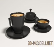 3d-модель Чёрный кофейный сервиз