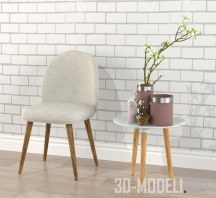 3d-модель Стул и столик с вазами