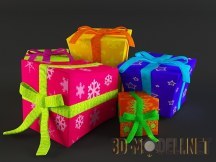 Пять подарочных коробок разного цвета