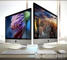 3d-модель Мониторы Apple iMac 2015 4k 5k RETINA, клавиатура, мышь