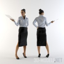 3d-модель Девушка Мишель с листом бумаги (3D-скан)