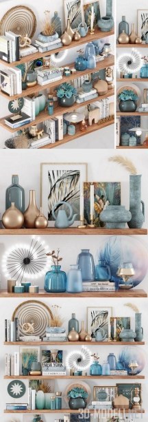 Декоративный сет с голубыми вазами