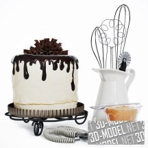3d-модель Шоколадный торт и девайсы