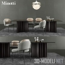 3d-модель Стол Lou Dining и стулья Fil Noir от Minotti