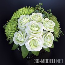3d-модель Букет из белых роз «Зеленая фантазия»
