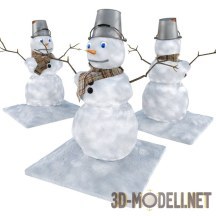 3d-модель Снеговик с носом-морковкой и ведром