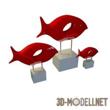 3d-модель Три красные рыбки