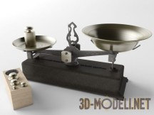 3d-модель Старые весы с набором гирек