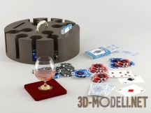 3d-модель Набор игровых фишек и карты