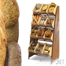 Стеллаж с хлебом в ассортименте