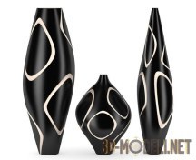 3d-модель Черные вазы с геметрическим принтом