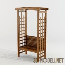 3d-модель Деревянная одноместная скамейка