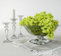 3d-модель Белый виноград и свечи