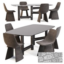 3d-модель Обеденный стол Pivot и стулья Agea от Bonaldo