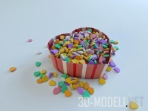 3d-модель Разноцветные конфеты в форме сердечек