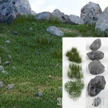 3d-модель Камни и трава