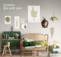 3d-модель Набор мебели и аксессуаров «Маленький парк» от L'atelier