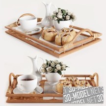 3d-модель Завтрак на деревянном подносе