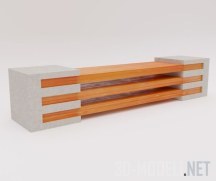 Скамейка из дерева и бетона