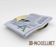 3d-модель Газета на золотистом блюде