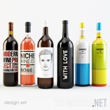 3d-модель Коллекция вин в бутылках