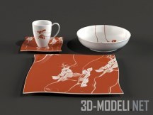 3d-модель Посуда с растительным рисунком