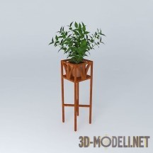 3d-модель Комнатное растение на деревянной стойке