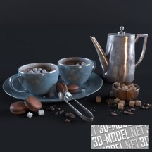 3d-модель Натюрморт с горячим шоколадом и маршмелоу